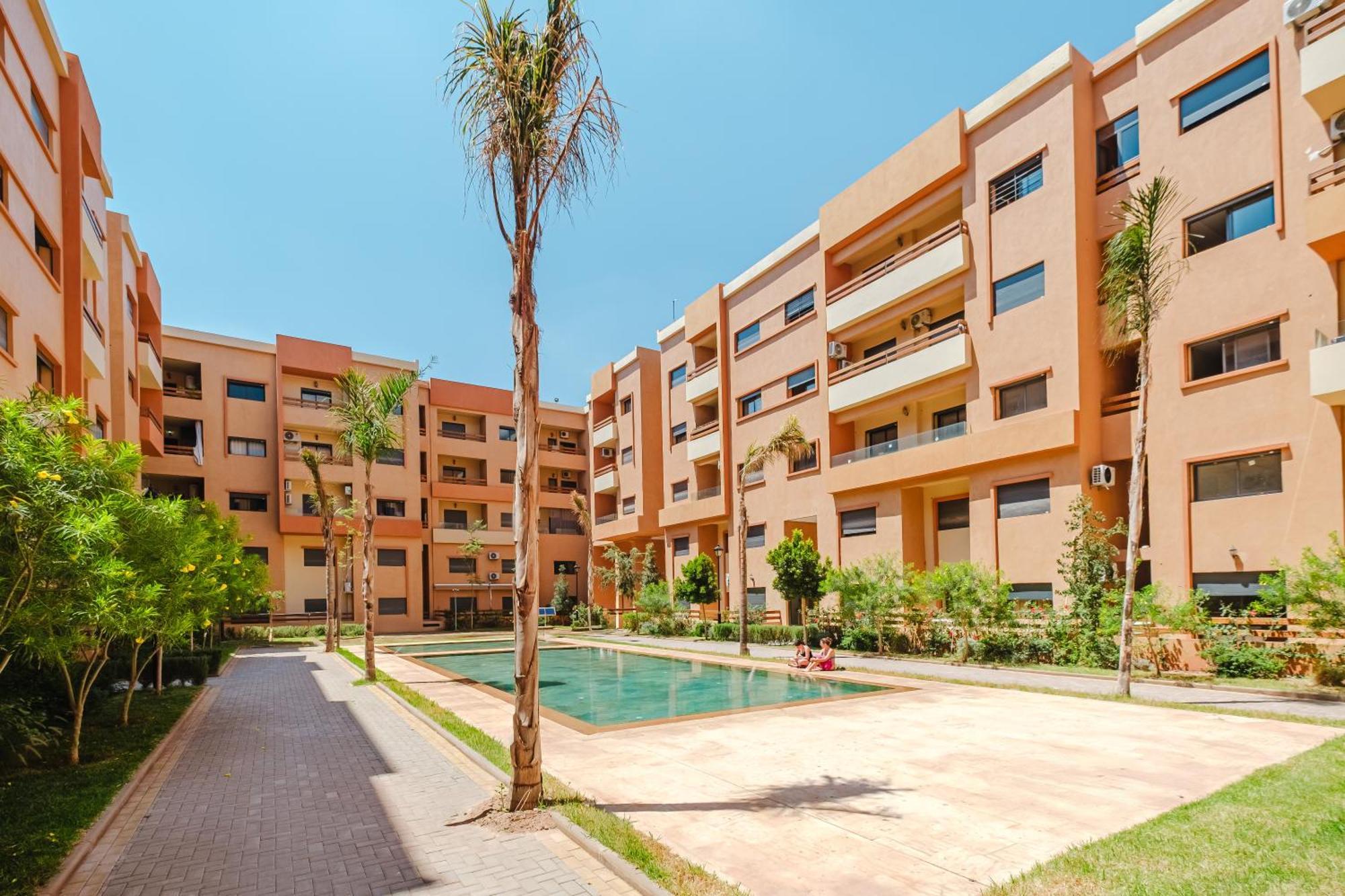 Apartment Confortable & Tres Bien Note - Vue Piscine, Proche M Avenue, Piscine, Fibre Optique, Parking Marrakesh